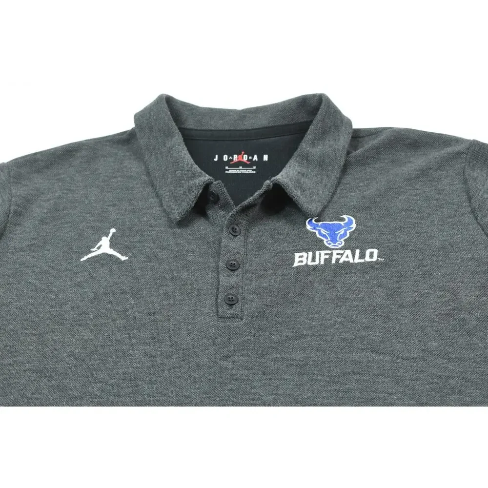 Jordan University at Buffalo Bulls Polo Shirt Mens Medium Gray Short Sleeve